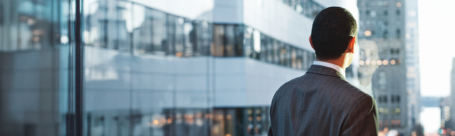 looking out from an office window